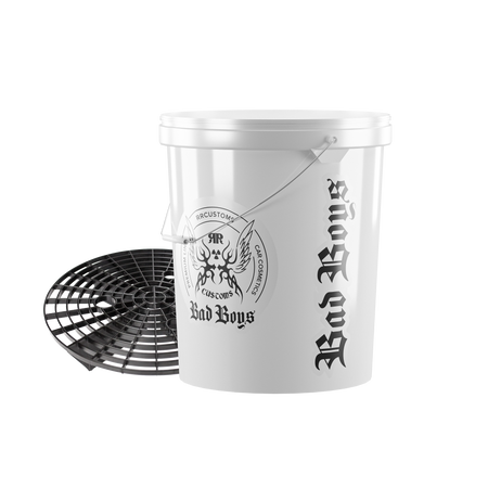 White Detailing Bucket With Grit Guard BadBoys ACCESORIES \ BUCKETS