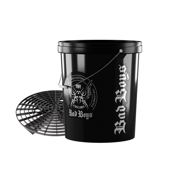 Schwarzer Detailing Bucket mit Grit Guard BadBoys