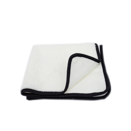   White microfiber with black hem 40x40